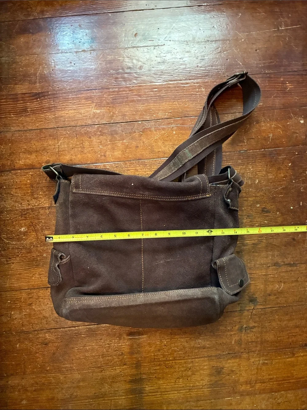 Leather Crossbody Messenger Bag - Brown